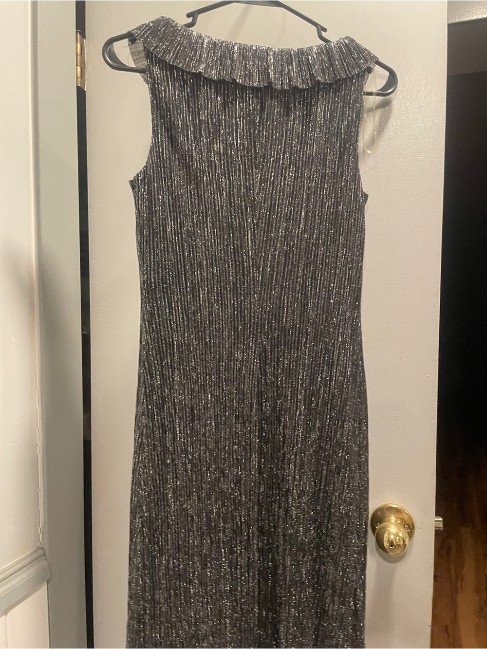 Dress Barn Black and Silver shimmer Tiered Fringe Mini Dress size 4 - Picture 5 of 5